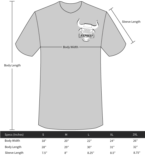 Tee Size Chart